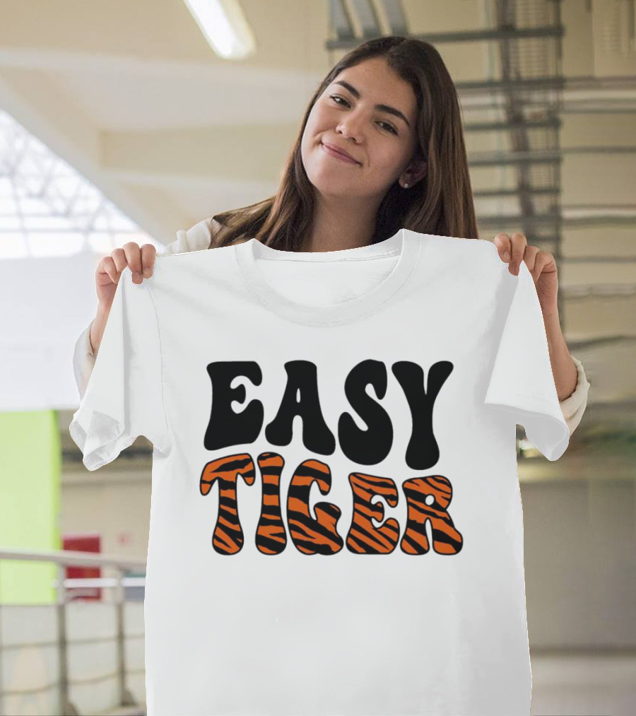 Cincinnati Bengals Easy Tiger Tiger-Striped Text T-Shirt