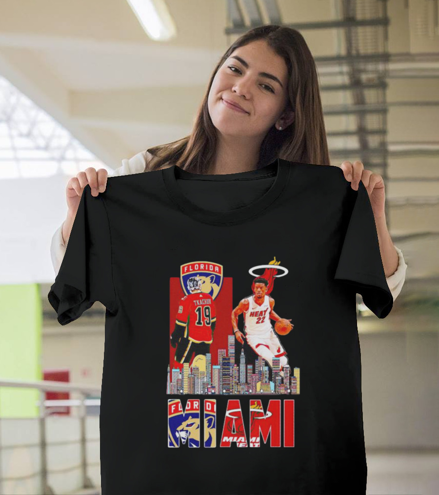 Florida Panthers Tkachuk Miami Heat Jimmy Butler Skyline T-Shirt