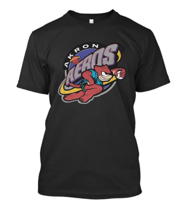 Akron Aeros Vintage Cartoon Logo With Baseball Mascot T-Shirt