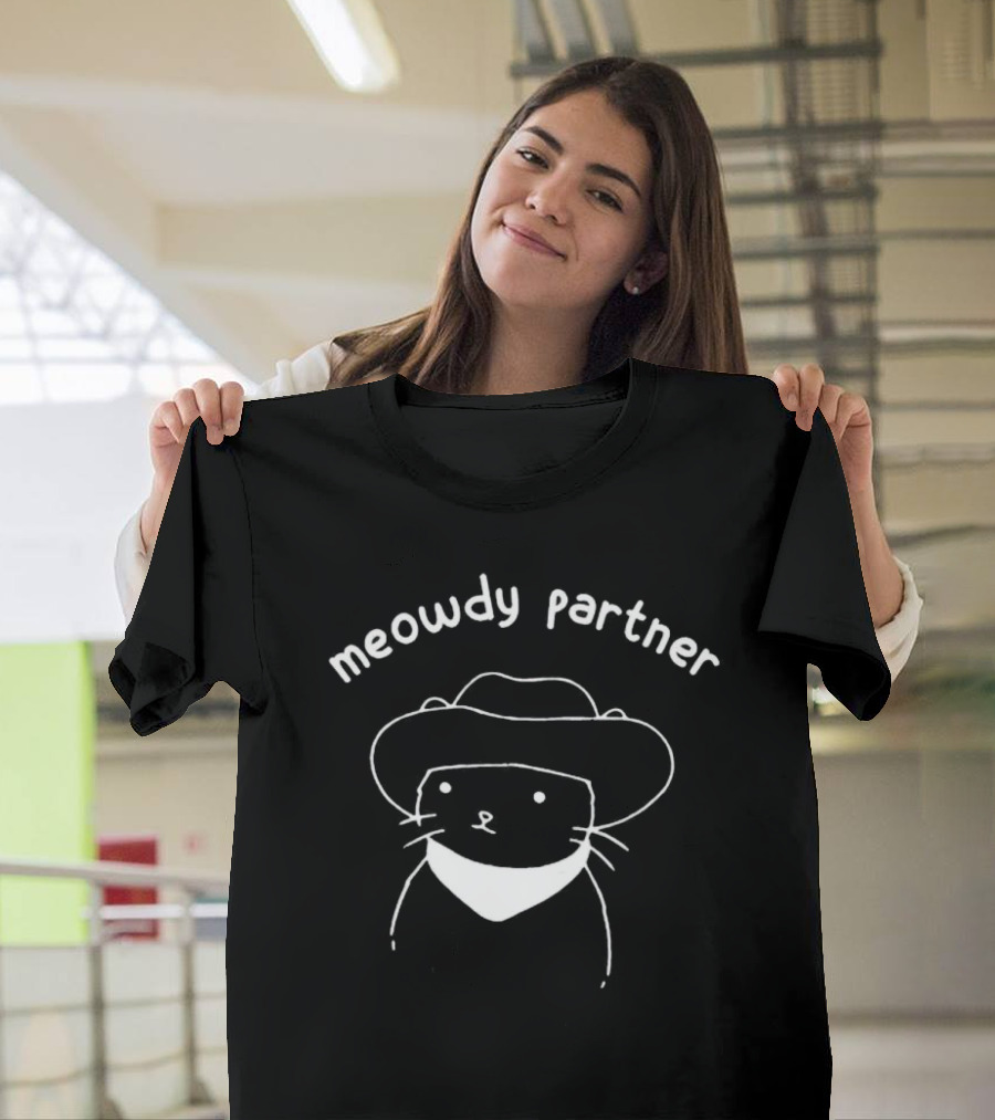 Meowdy Partner Cat Cowboy Bandana Western T-Shirt