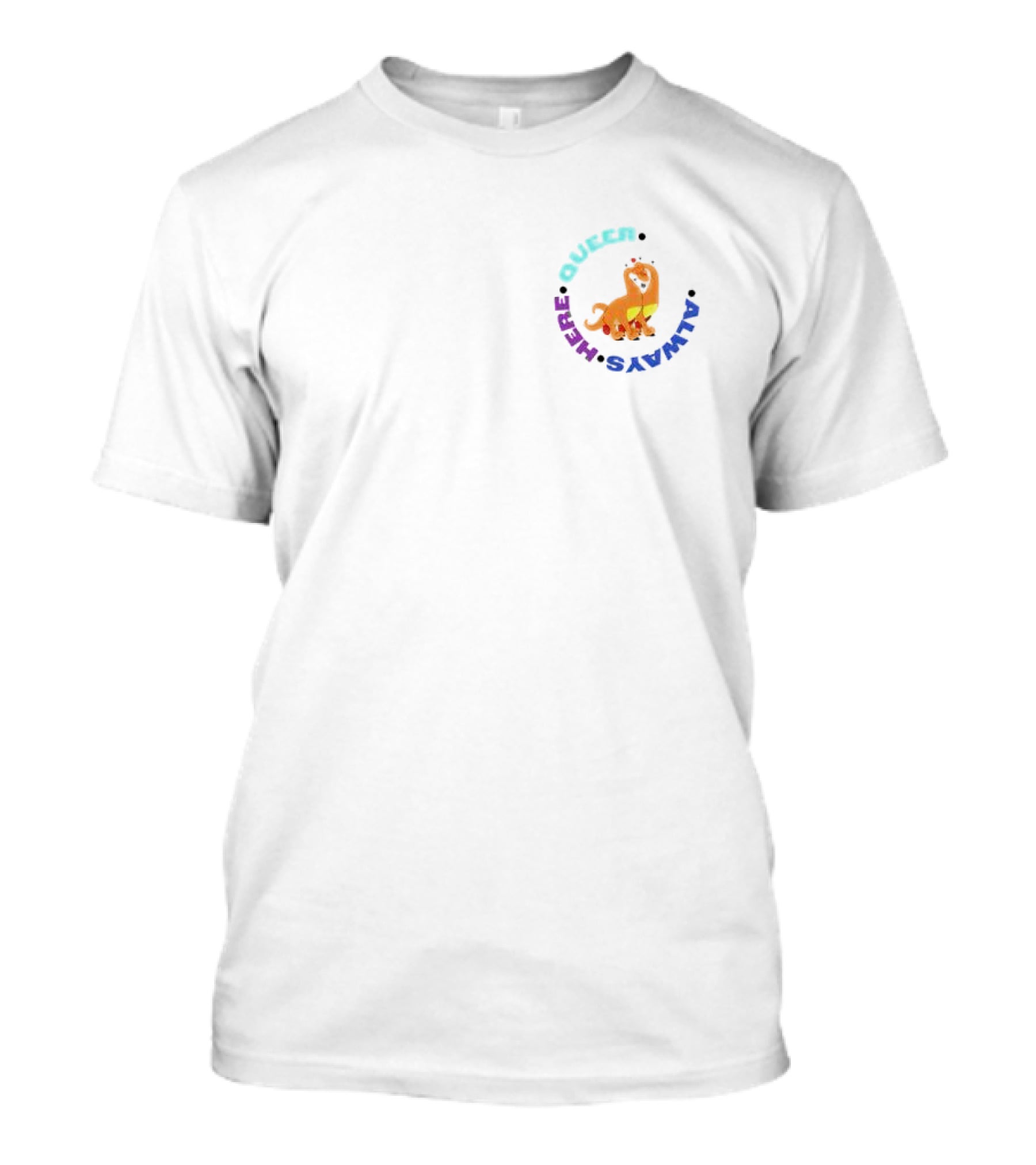 Queer Was Always Here Rainbow Dinosaur Circle T-Shirt