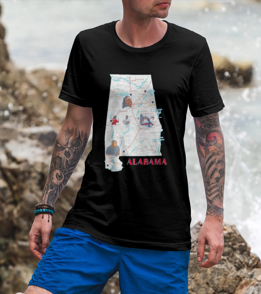 Alabama Map Riverfront Park Dock Brawl Icons T-Shirt