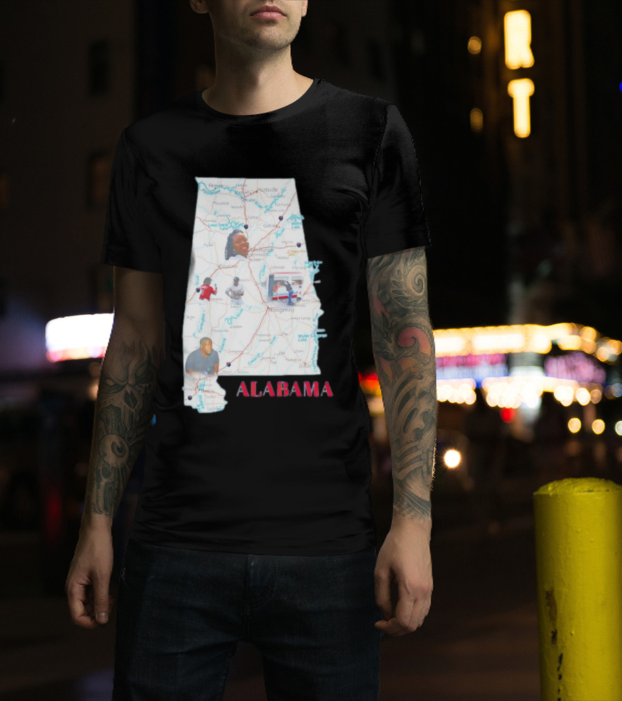 Alabama Map Riverfront Park Dock Brawl Icons T-Shirt