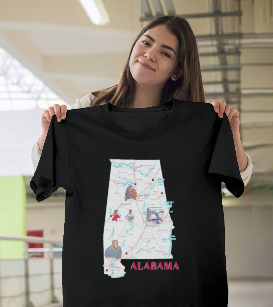 Alabama Map Riverfront Park Dock Brawl Icons T-Shirt