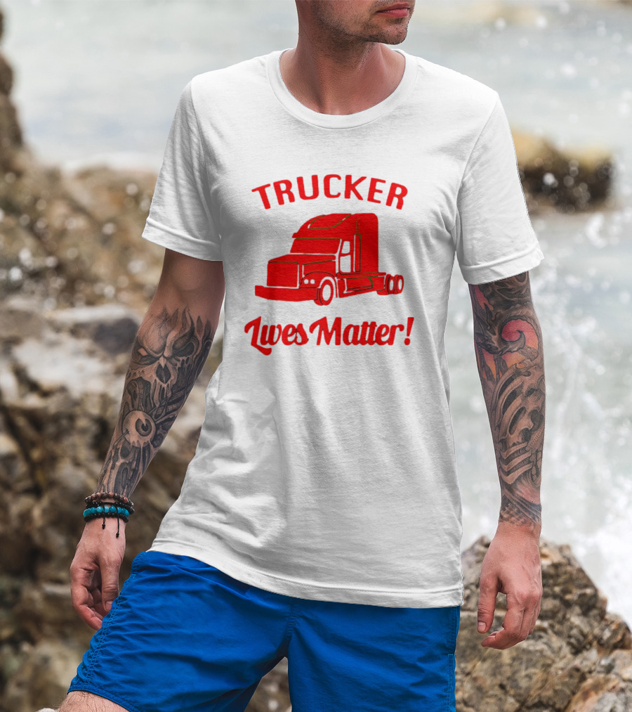 Trucker Lives Matter Bold Red Semi-Truck T-Shirt