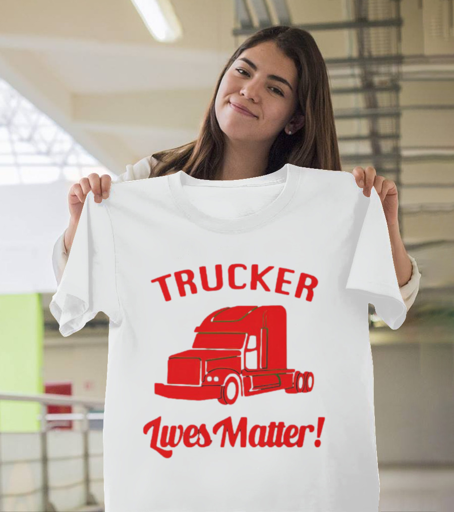 Trucker Lives Matter Bold Red Semi-Truck T-Shirt