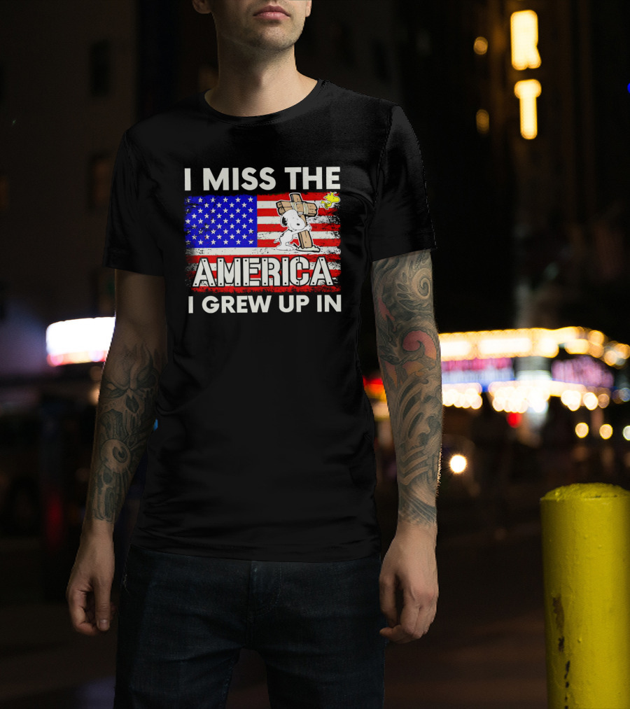 I Miss The America I Grew Up In Snoopy US Flag T-Shirt