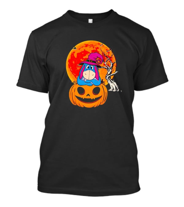 Eeyore Pumpkin Halloween Moon And Bats T-Shirt