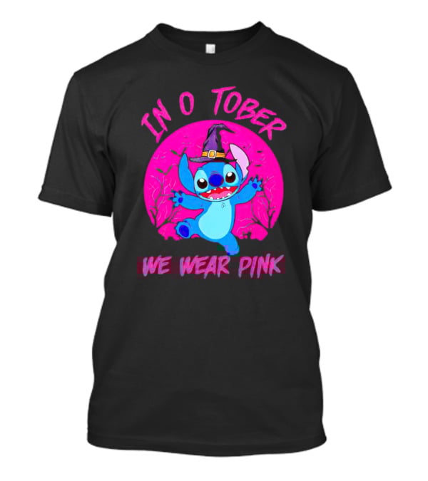 Stitch In October We Wear Pink Halloween Magic T-Shirt