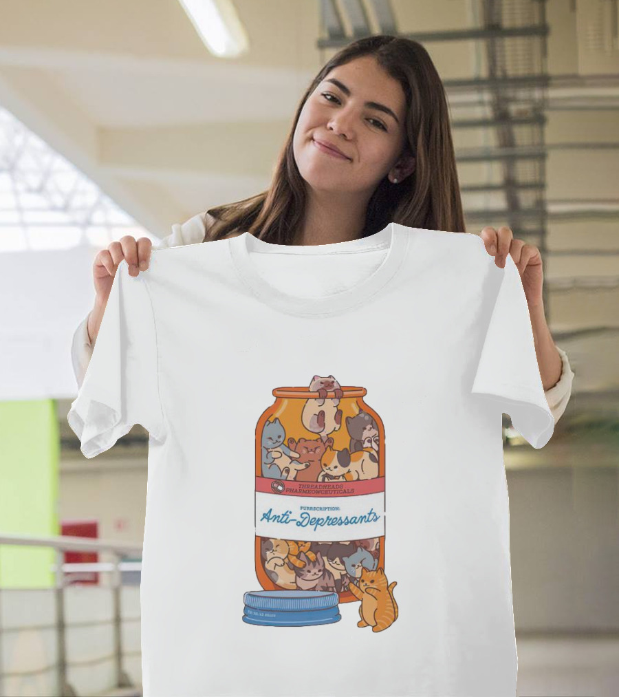 Anti-Depressants Cat Prescription Fire Bread Pharmaceuticals T-Shirt
