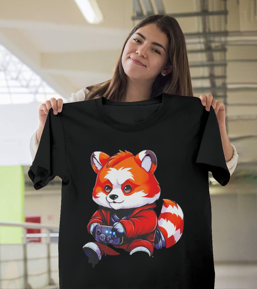 Gaming Red Panda Playing Video Games T-Shirt