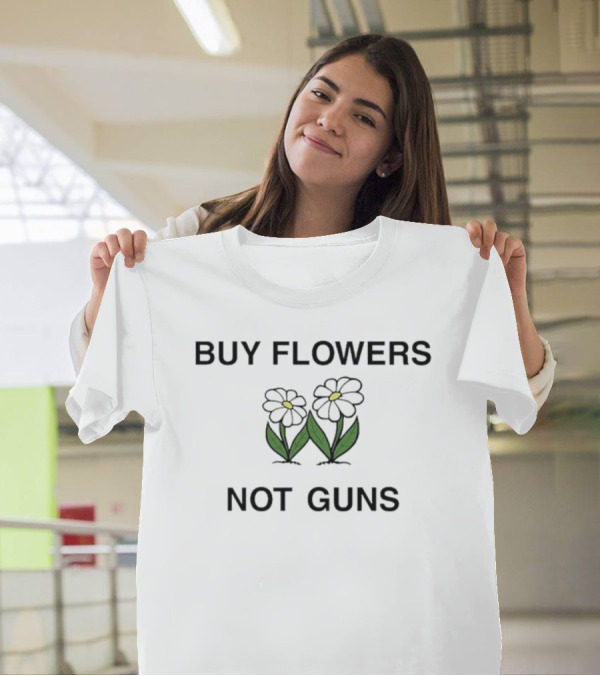 Buy Flowers Not Guns Black Daisy T-Shirt