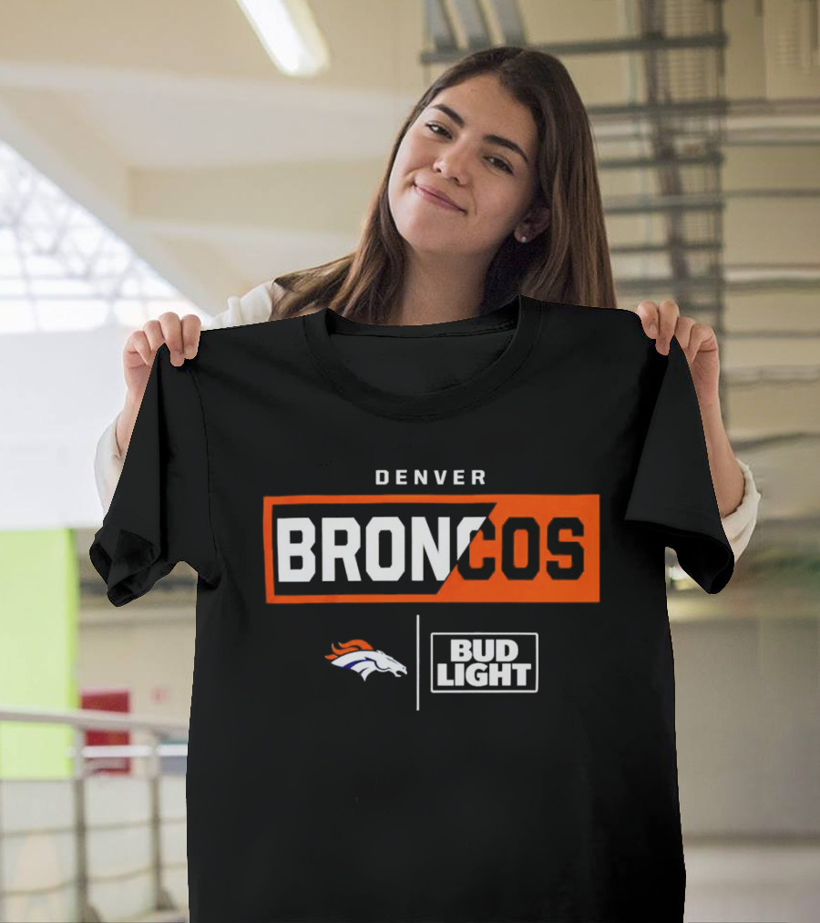 Denver Broncos Bud Light NFL Logo Collaboration T-Shirt