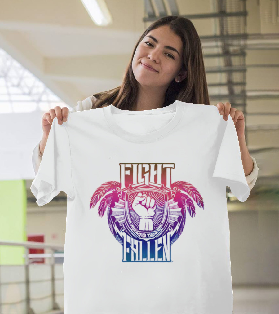 Fight For The Fallen AEW Fist Emblem With Feathers T-Shirt