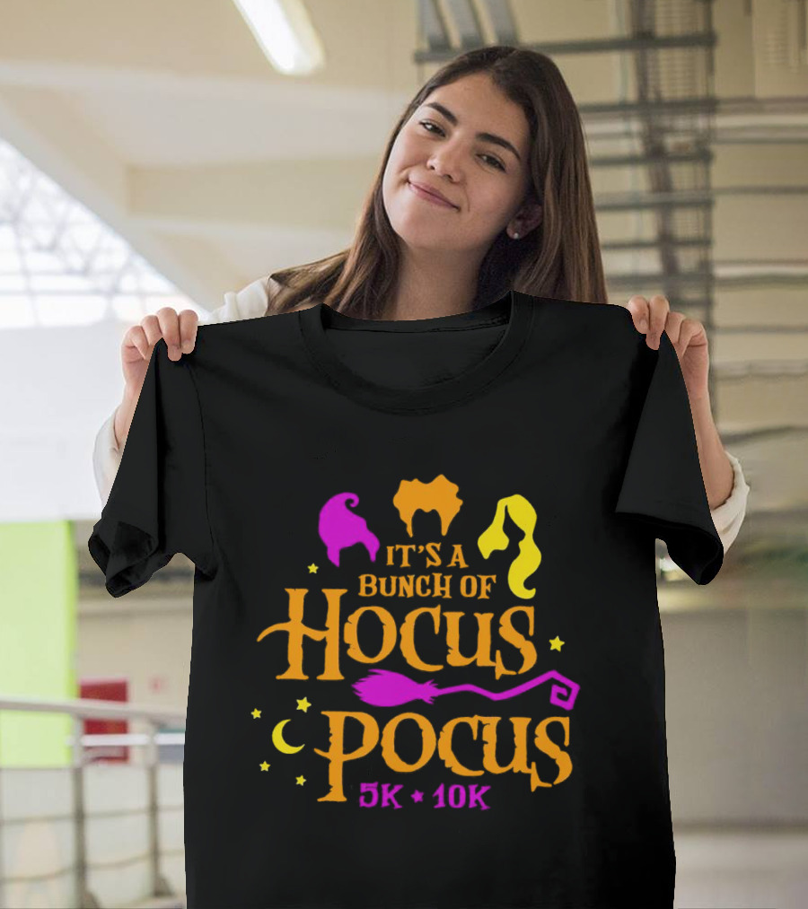 It's a Bunch of Hocus Pocus 5k 10k Halloween Icons with Witch T-Shirt