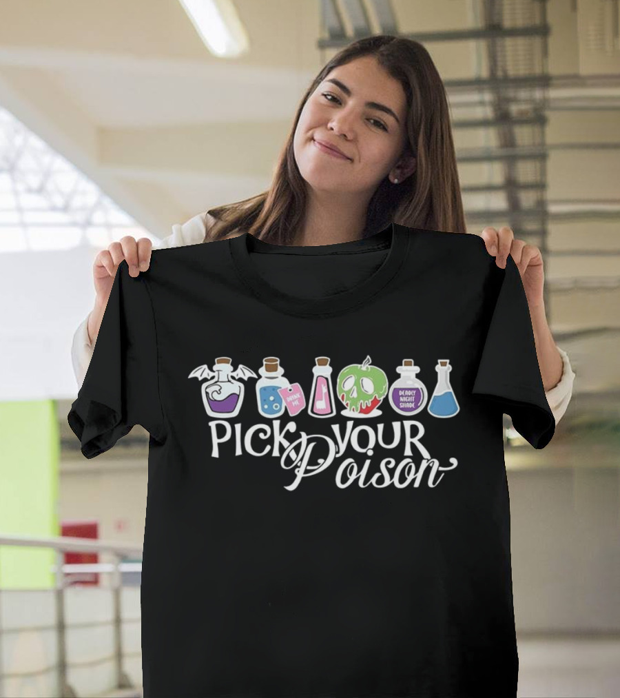 Pick Your Poison Winged Potion Drink Me Apple Deadly Night Shade Halloween T-Shirt