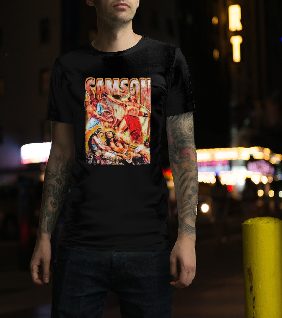 Samson Biblical Hero Epic Scene Vintage T-Shirt