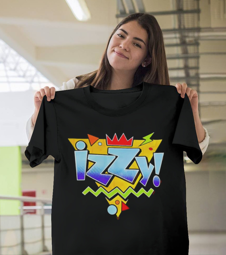 Izzy 90s Retro Triangles Zigzag Crown Bright Colors T-Shirt