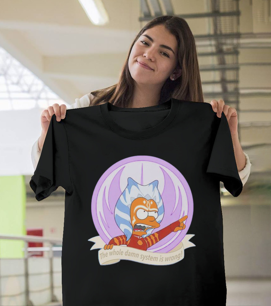Ahsoka Tano Style Bart Simpson Parody Padawan The Whole Damn System is Wrong T-Shirt