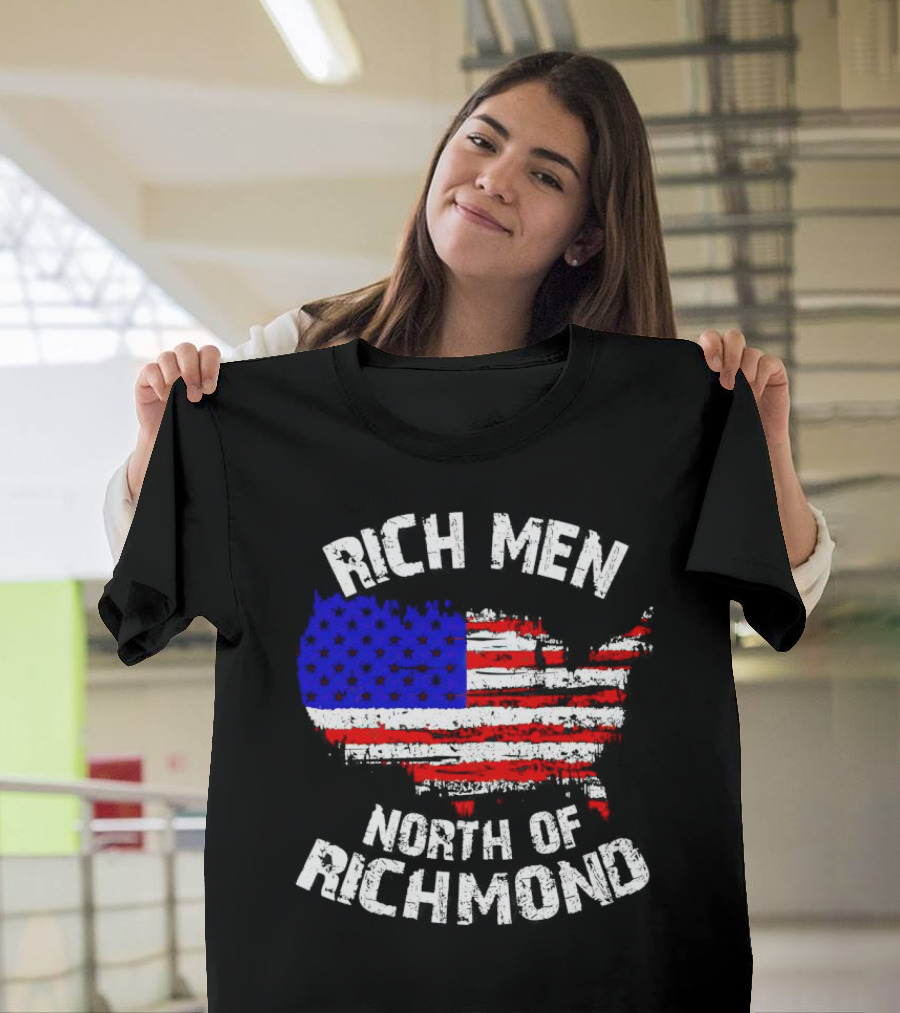 Rich Men North Of Richmond American Flag Map T-Shirt