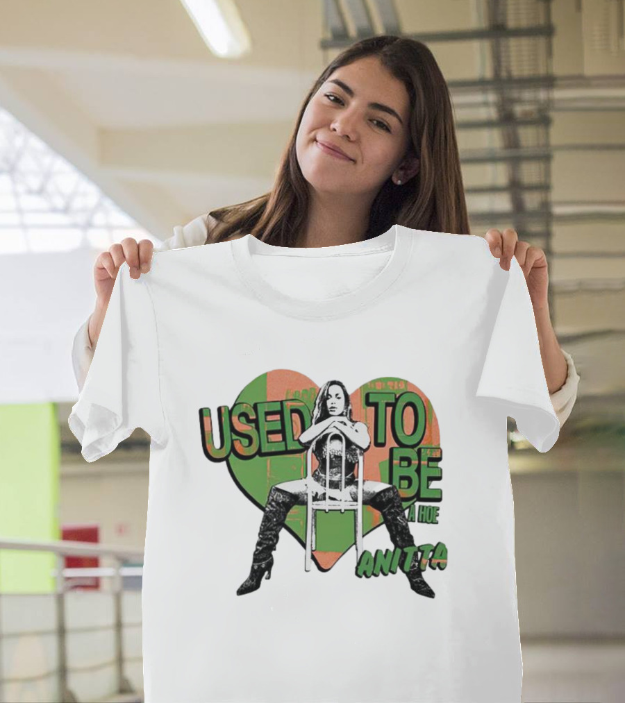 Used to Be a Hoe Anitta Chair Pose Heart Background T-Shirt