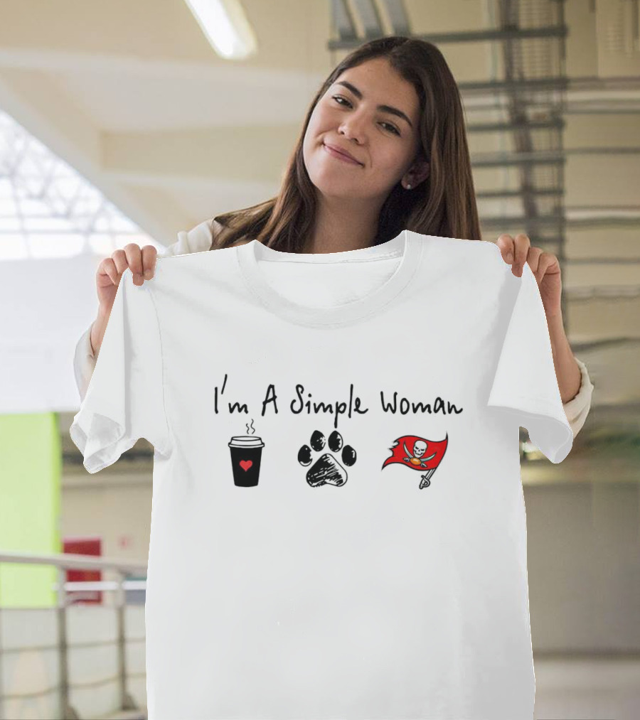 I’m a Simple Woman I Like Coffee Paw and Buccaneers Flag T-Shirt
