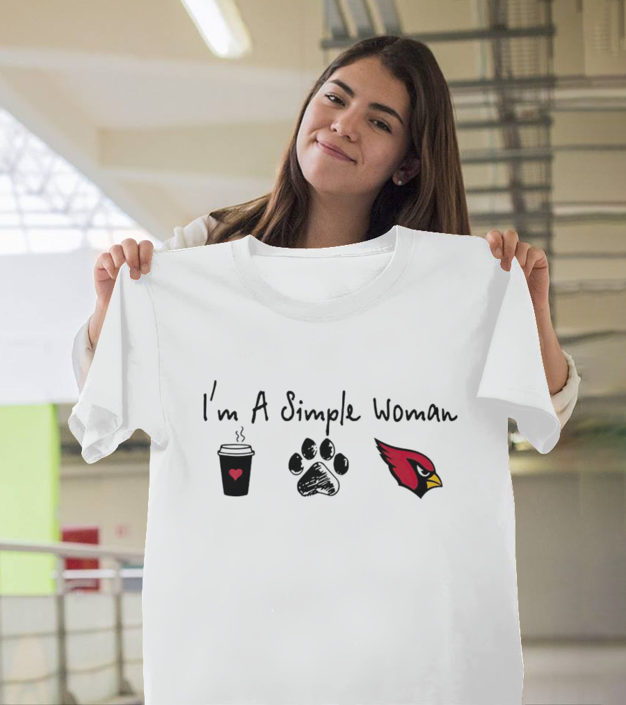 I'm A Simple Woman I Like Coffee Paw And Cardinals T-Shirt