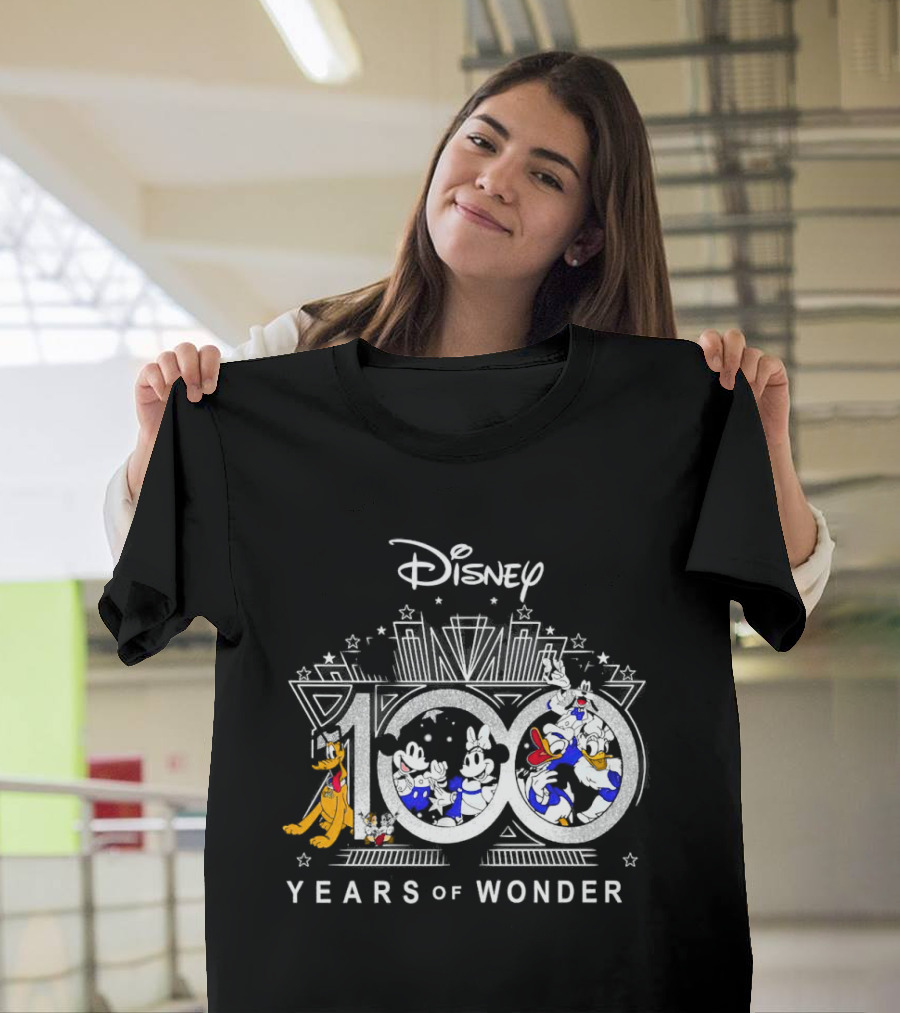 Disney 100 Years of Wonder Mickey Minnie Donald Pluto T-Shirt