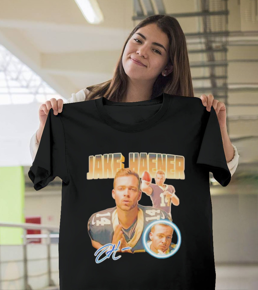 Jake Haener 14 Football Iconic Pose H- Signature T-Shirt