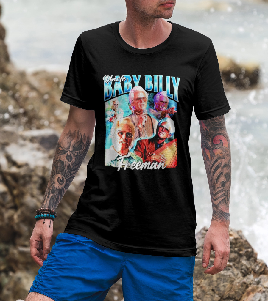 Uncle Baby Billy Freeman Vintage Retro Style Multicolor Collage T-Shirt