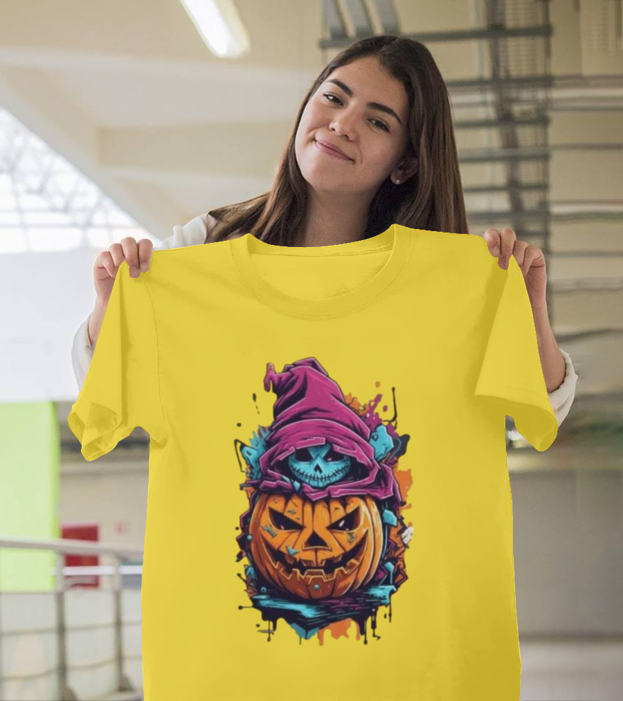 Happy Halloween Pumpkin Punk Skeleton T-Shirt