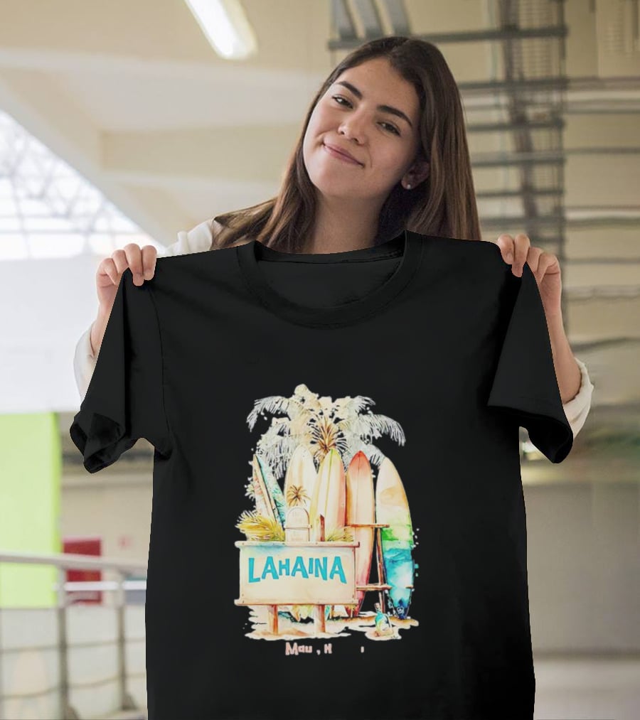 Lahaina Maui Hawaii Surfboard Palm Tree Tropical Vibes Strong T-Shirt
