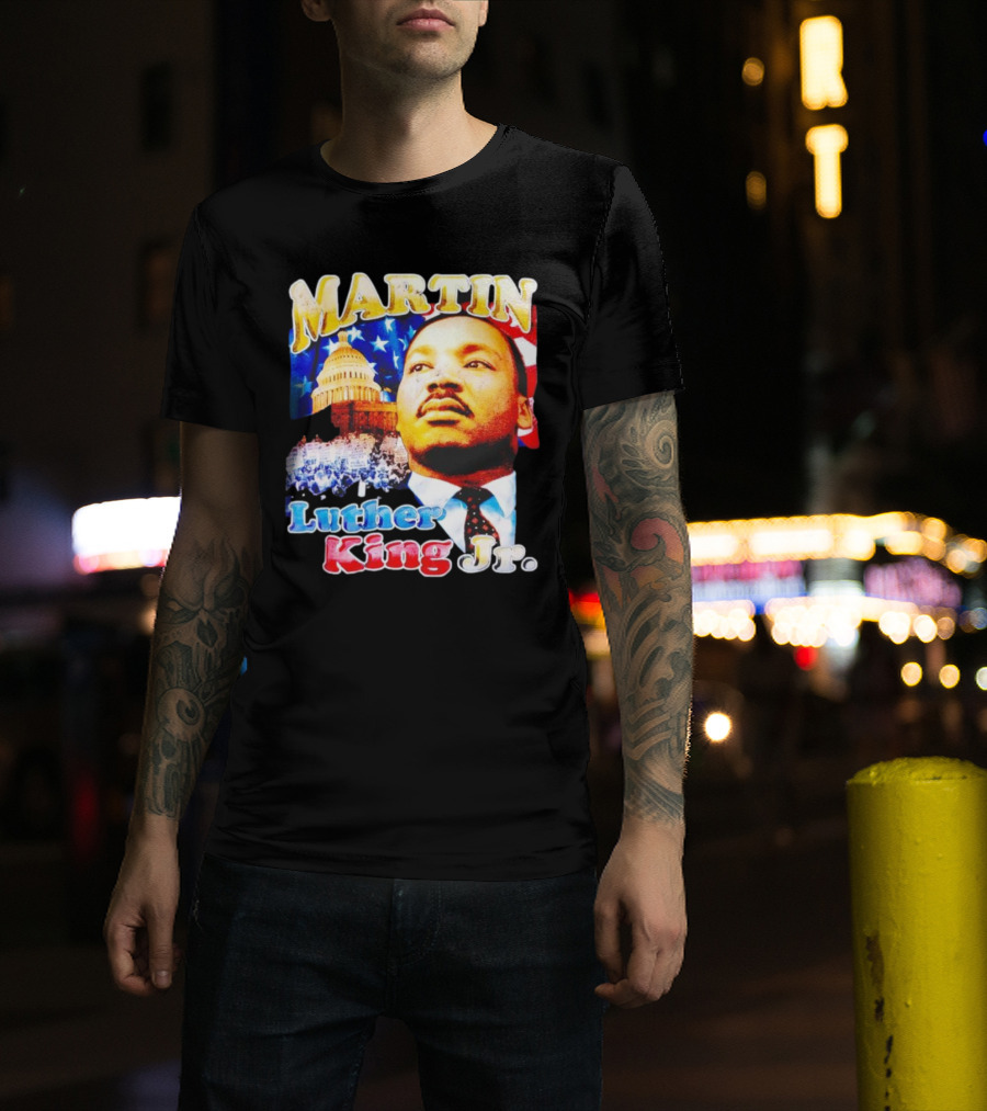Martin Luther King Jr Vintage 90s American Flag Capitol T-Shirt