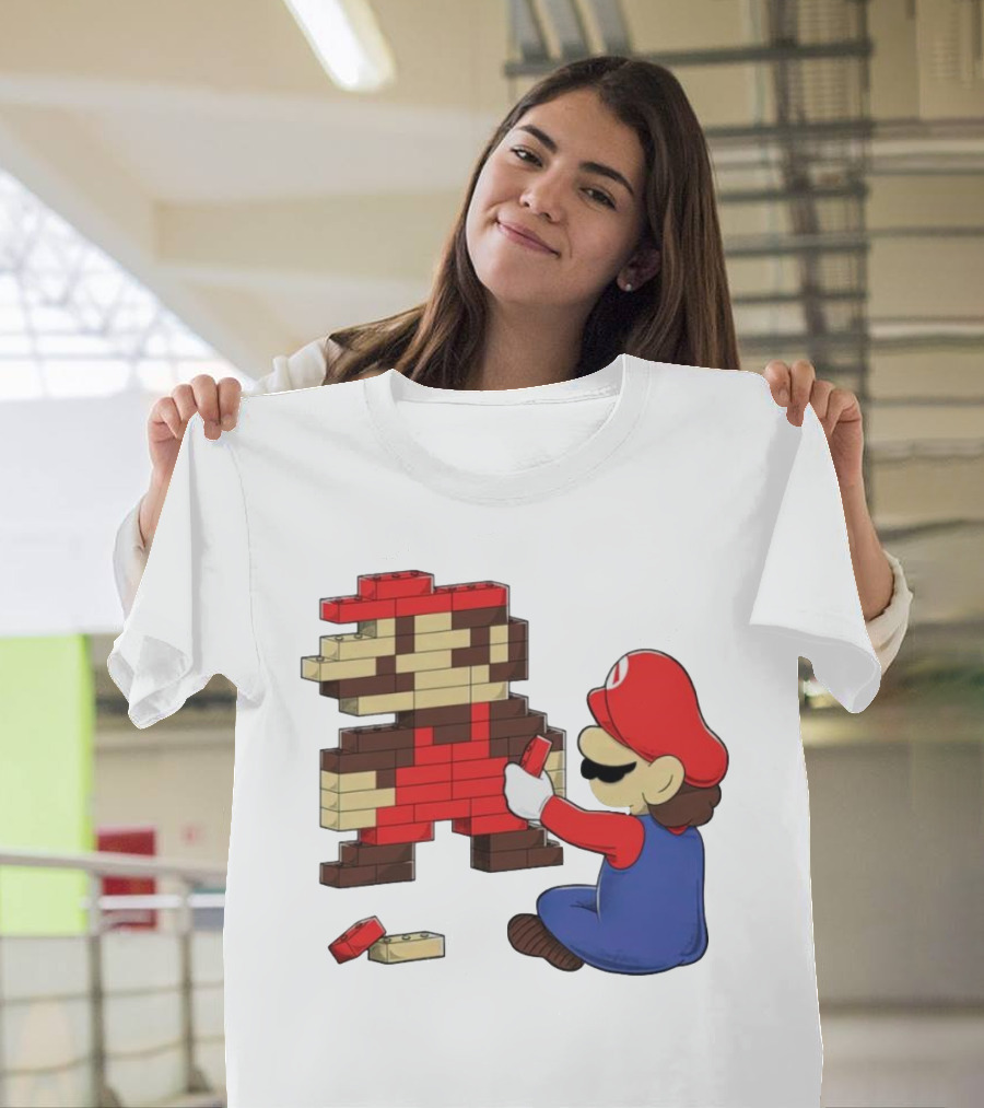 Super Mario Pixel Blocks Retro Builder T-Shirt