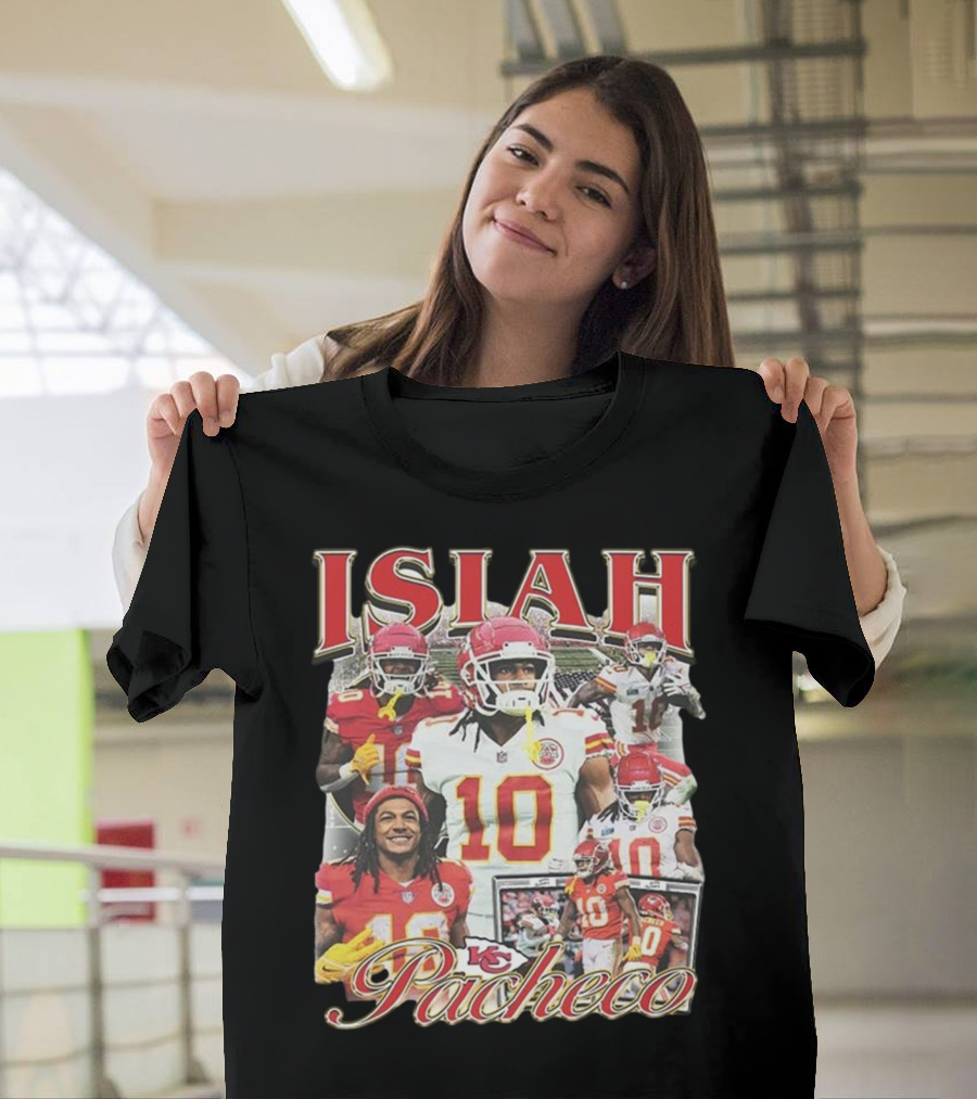 Isiah Pacheco 90s Kansas City Chiefs Football Collage T-Shirt