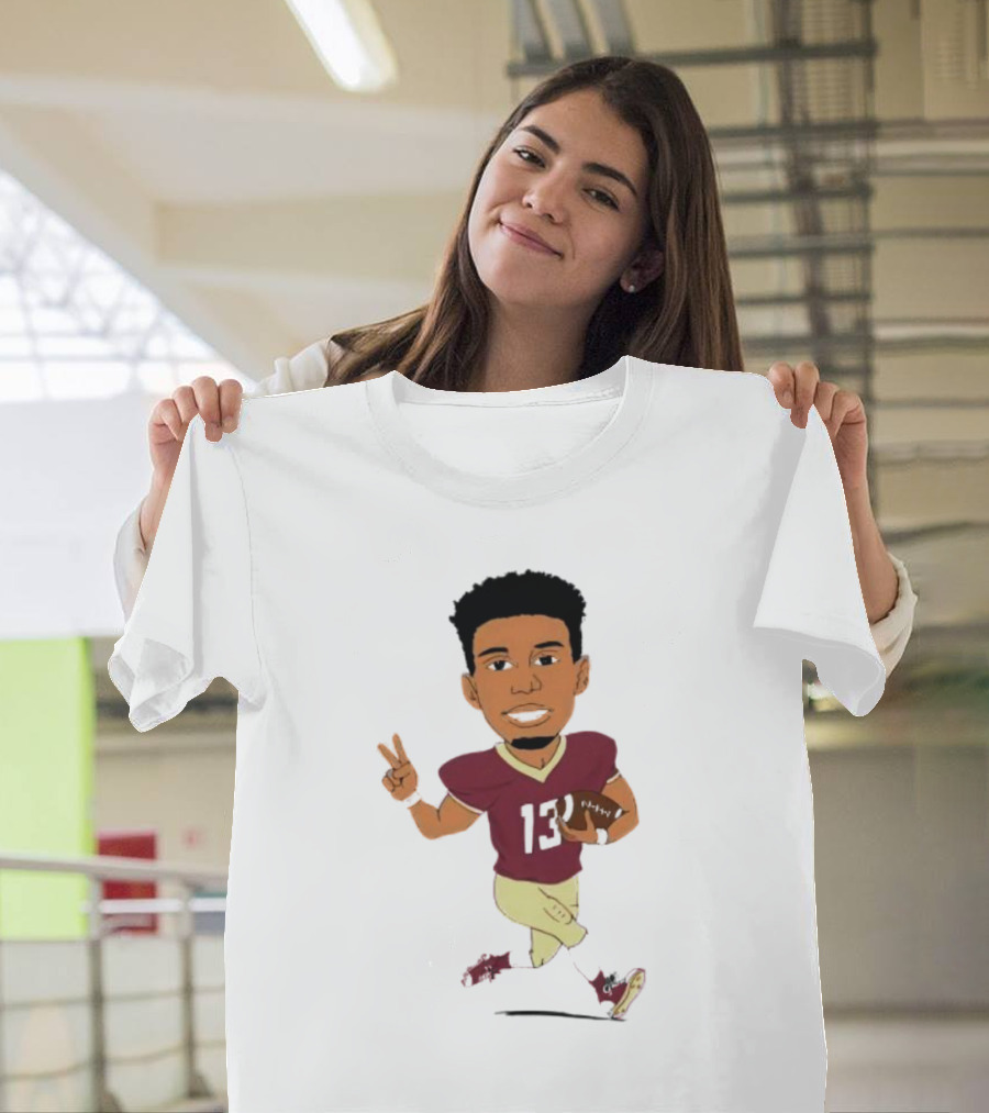 Jordan Travis II Cartoon Football Character Number 13 T-Shirt