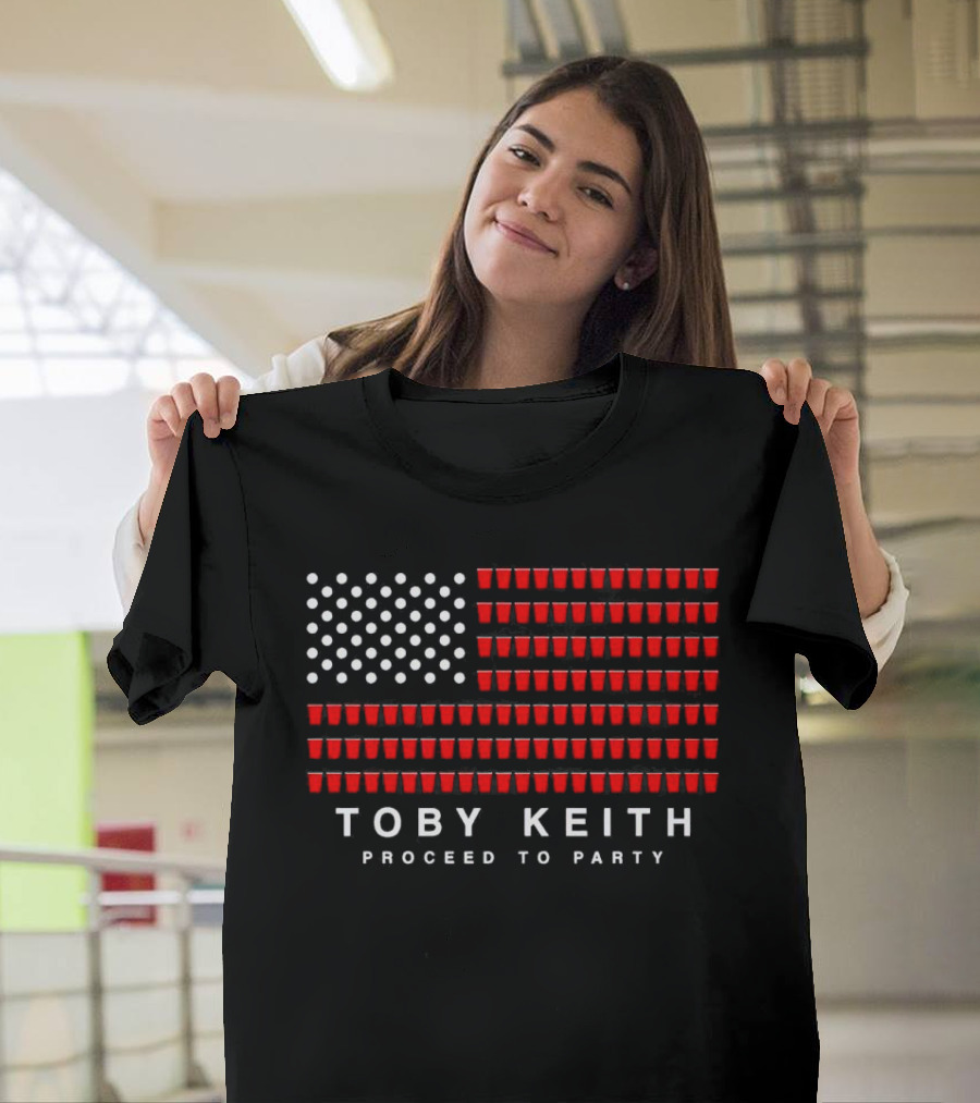 Toby Keith Proceed To Party American Flag Red Cups T-Shirt
