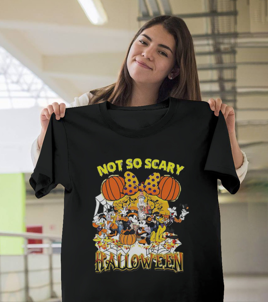 Not So Scary Halloween Disney Characters Pumpkins And Polka Dots T-Shirt