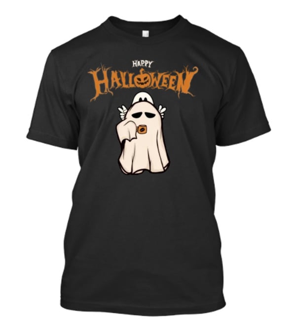 Happy Halloween Ghost Coffee Pumpkin T-Shirt