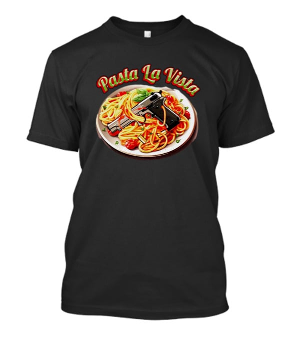 Pasta La Vista Spaghetti Gun Plate T-Shirt