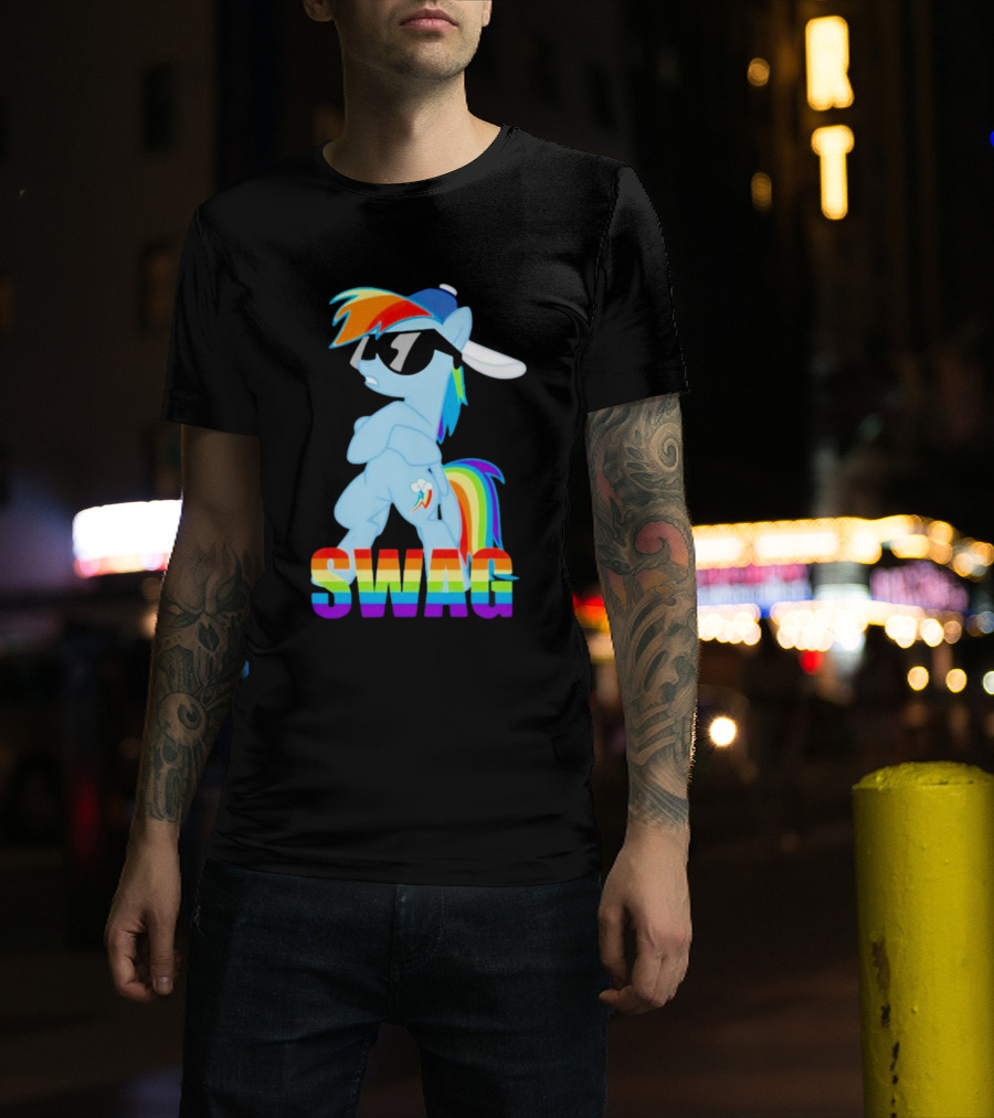 Rainbow Dash Swag With Pony And Cap T-Shirt