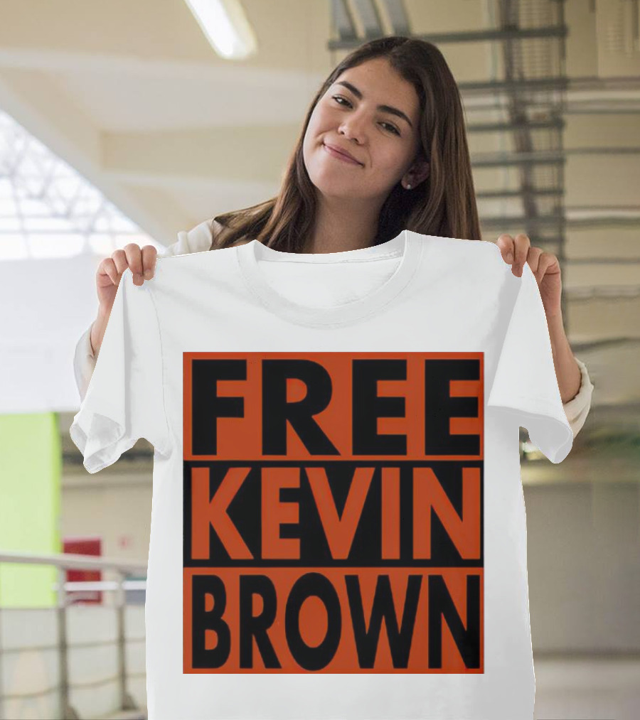 FREE KEVIN BROWN ORANGE BLACK BOLD BLOCK T-Shirt