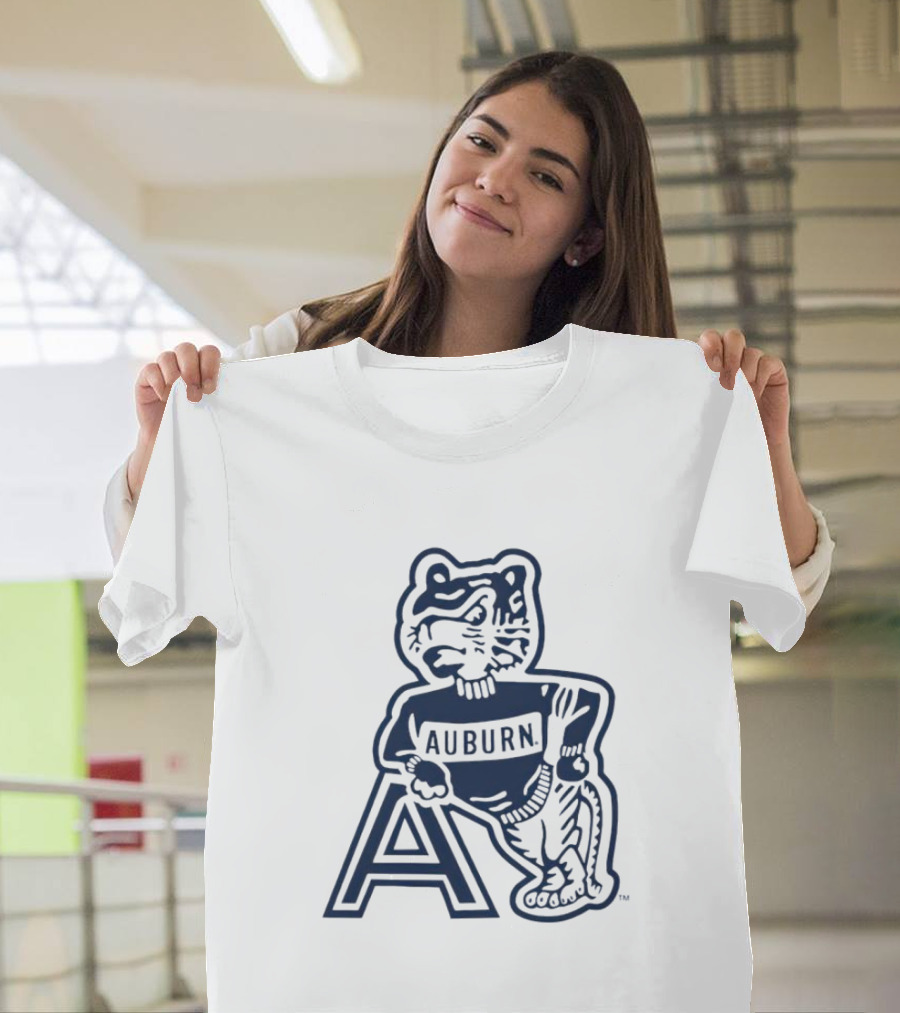 Auburn Tigers Throwback Orange Vintage Logo Tiger With A T-Shirt