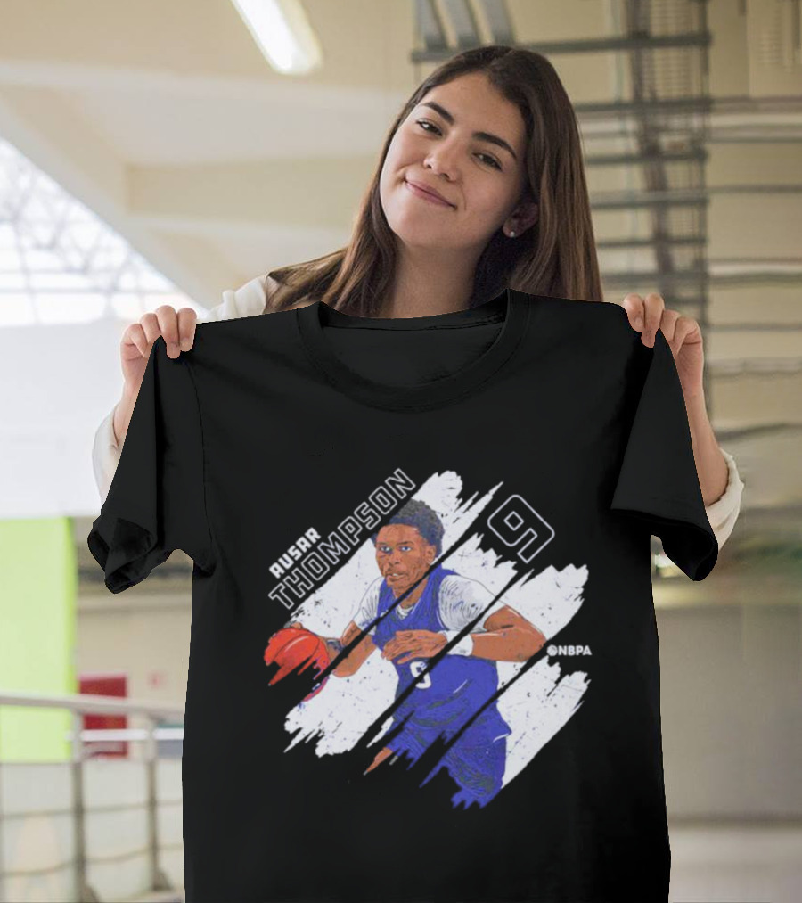 Ausar Thompson 9 Detroit Basketball Stripes NBPA T-Shirt