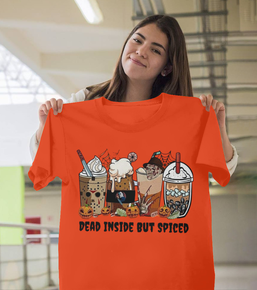 Dead Inside But Spiced Halloween Spooky Pumpkin Latte T-Shirt