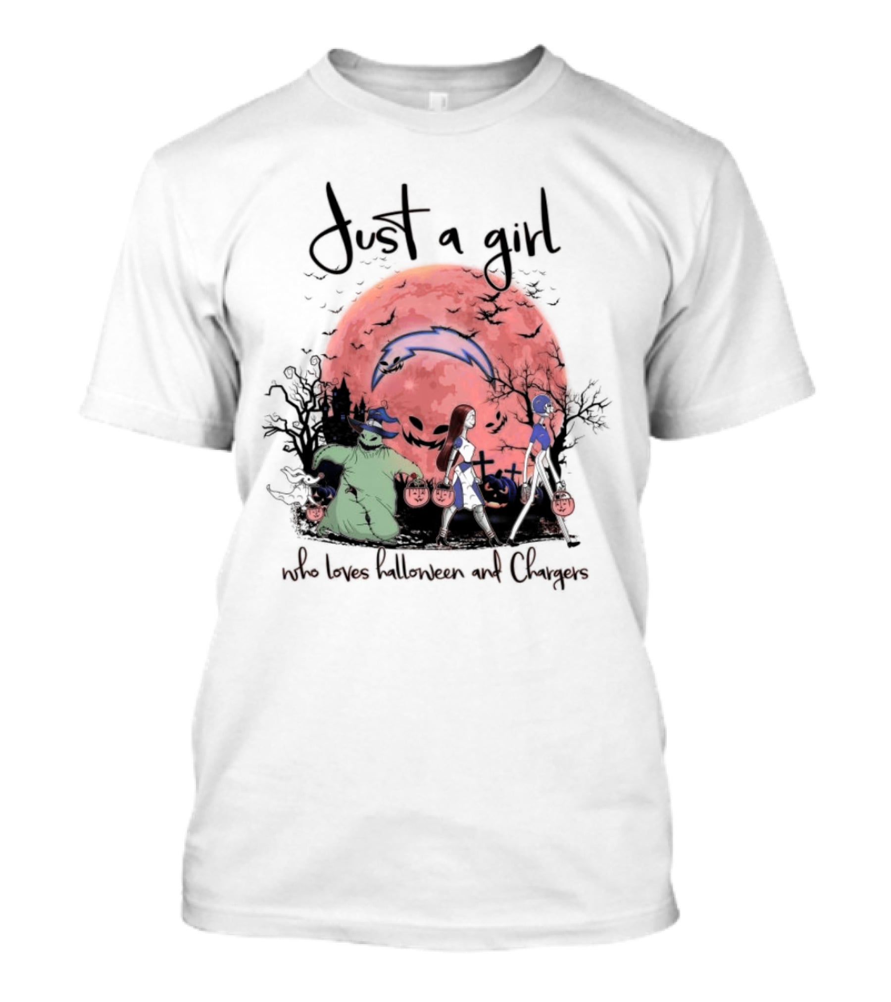 Just A Girl Who Loves Halloween And Chargers T-Shirt