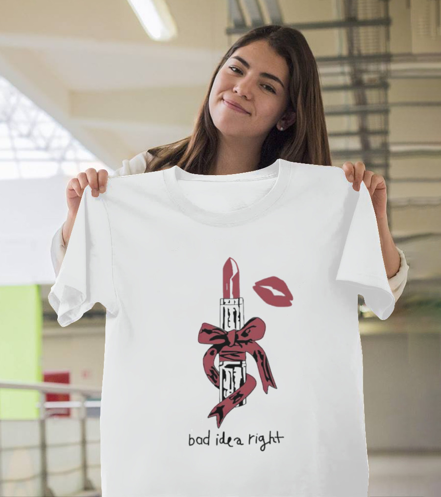 Lipstick Wrapped with Bow Bad Idea Right T-Shirt