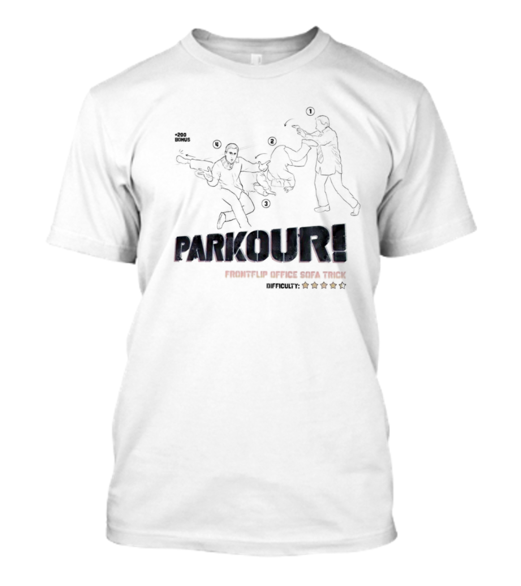 Parkour Frontflip Office Sofa Trick Bonus Difficult Five Star T-Shirt