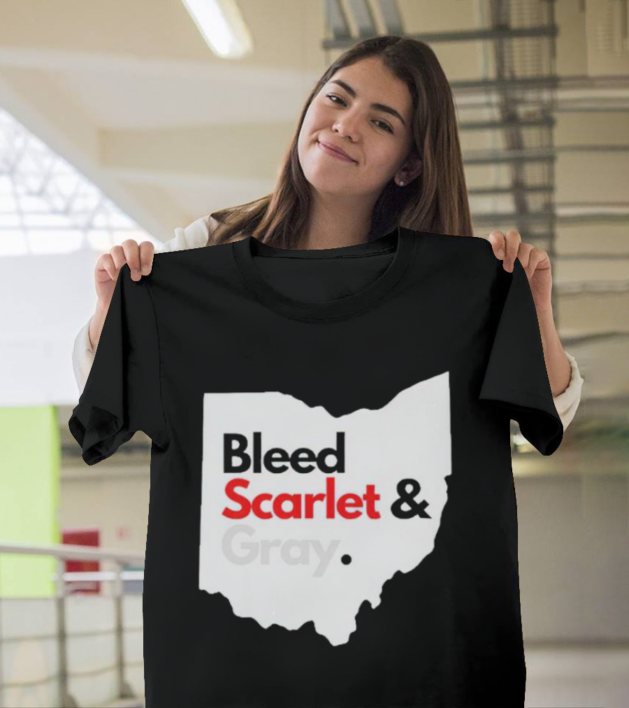 Ohio State Buckeyes Bleed Scarlet and Gray Map T-Shirt