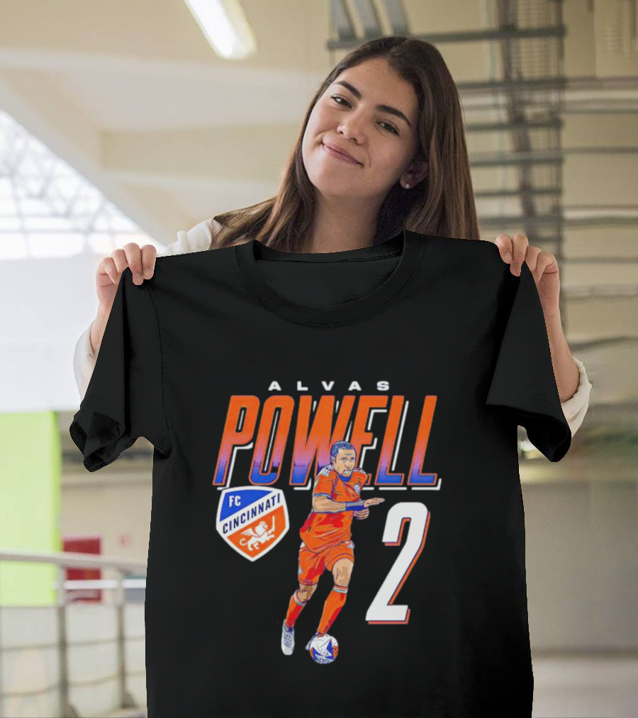 ALVAS POWELL FC Cincinnati Run Soccer Number 2 T-Shirt
